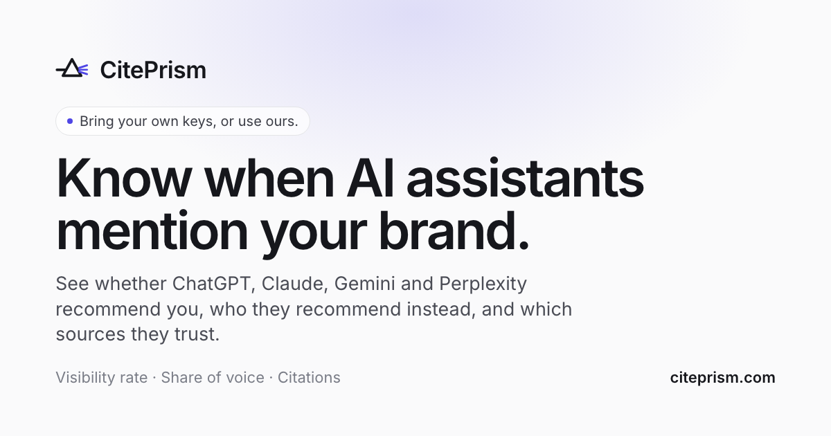 CitePrism, see whether ChatGPT, Gemini and Perplexity recommend your brand